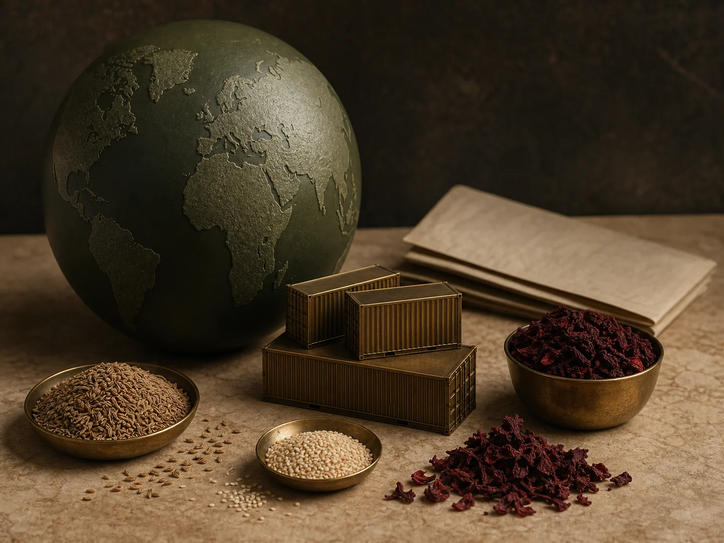 Destination-neutral editorial concept of global agricultural trade